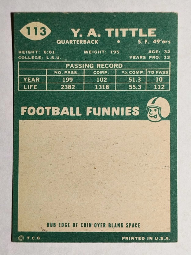 1960 Topps #113 Y.A.Tittle (EXMT)
