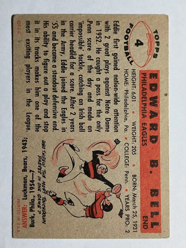 1956 Topps #4 Eddie Bell (EX)