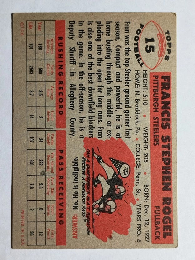 1956 Topps #15 Fran Rogel (EXMT)