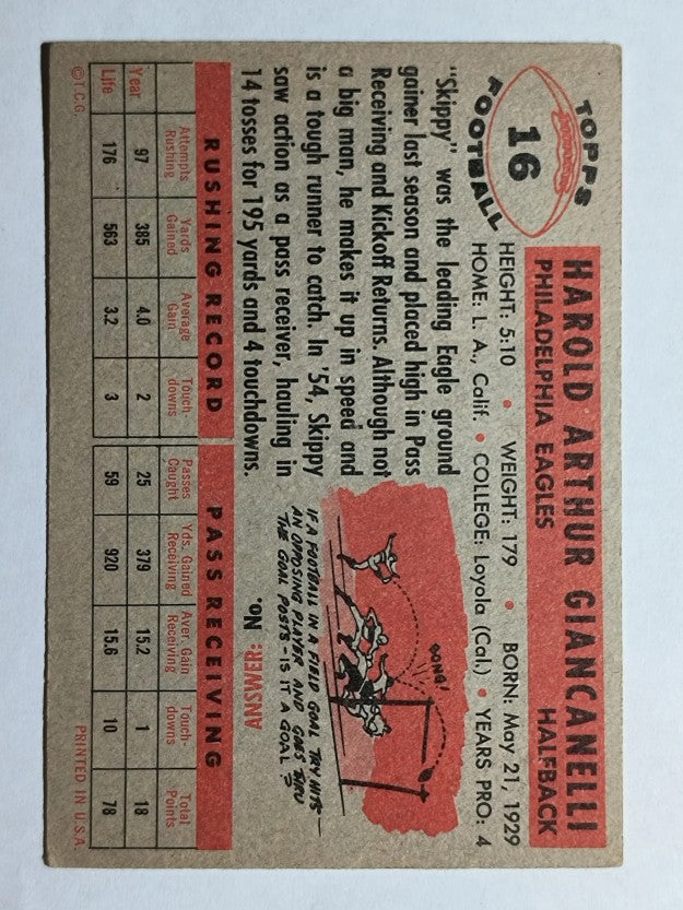1956 Topps #16 Harold Giancanelli (EXMT)