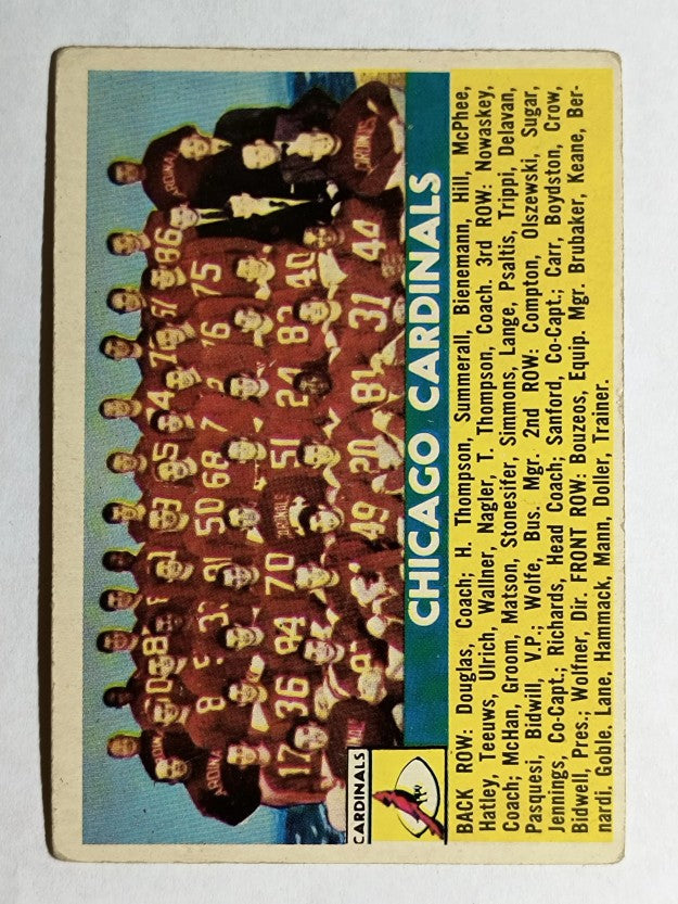 1956 Topps #22 Chicago Cardinals SP (VGEX)