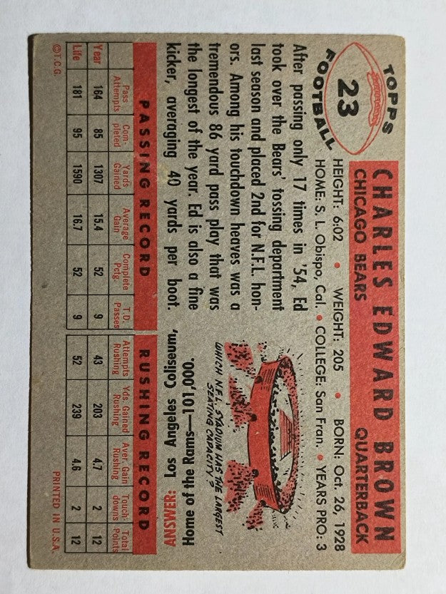 1956 Topps #23 Ed Brown (EX)