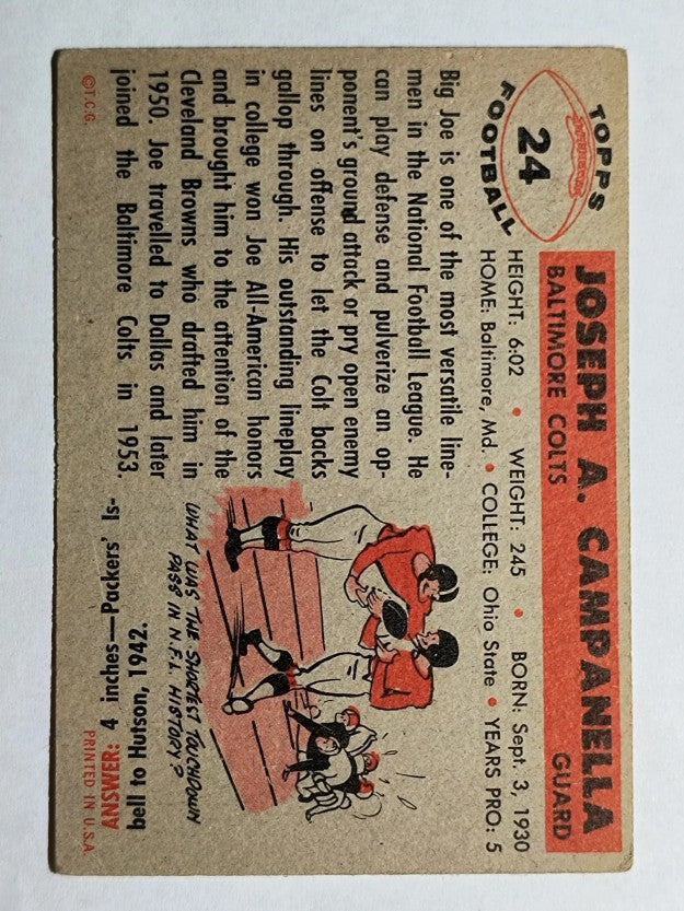 1956 Topps #24 Joe Campanella (VGEX)