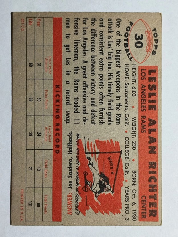 1956 Topps #30 Les Richter (VG)