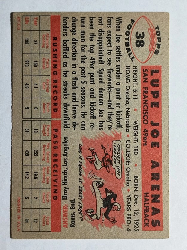 1956 Topps #38 Joe Arenas (VGEX)