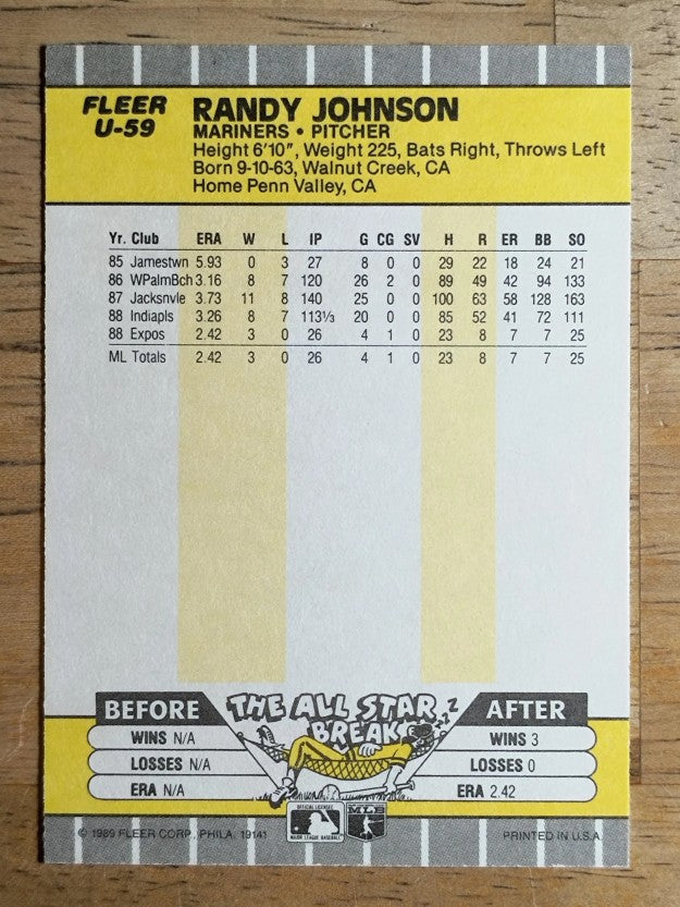 1989 Fleer Update #59 Randy Johnson