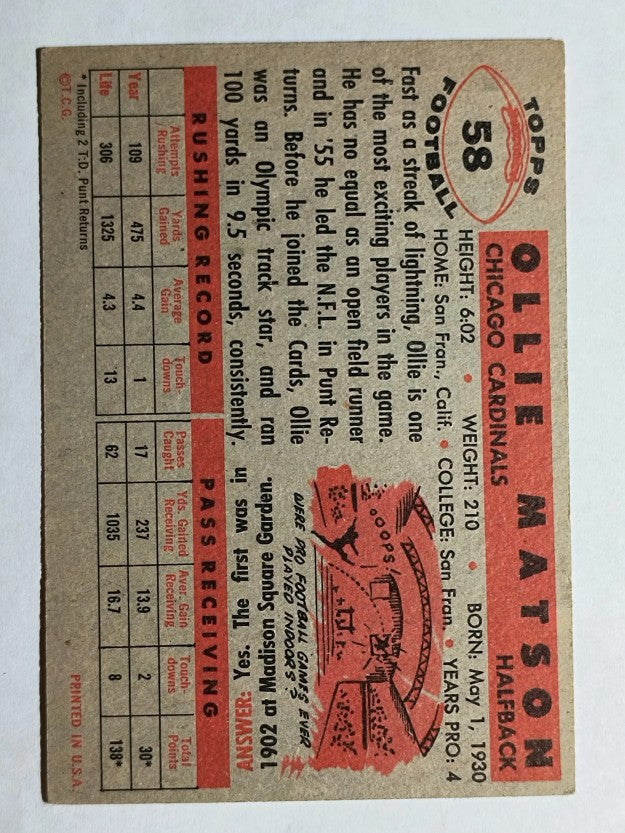 1956 Topps #58 Ollie Matson SP (EXMT)