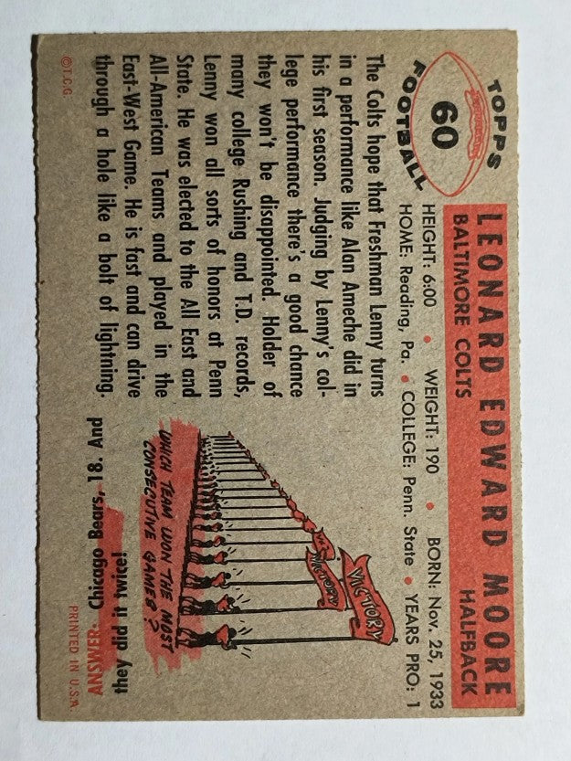 1956 Topps #60 Lenny Moore RC (EX)