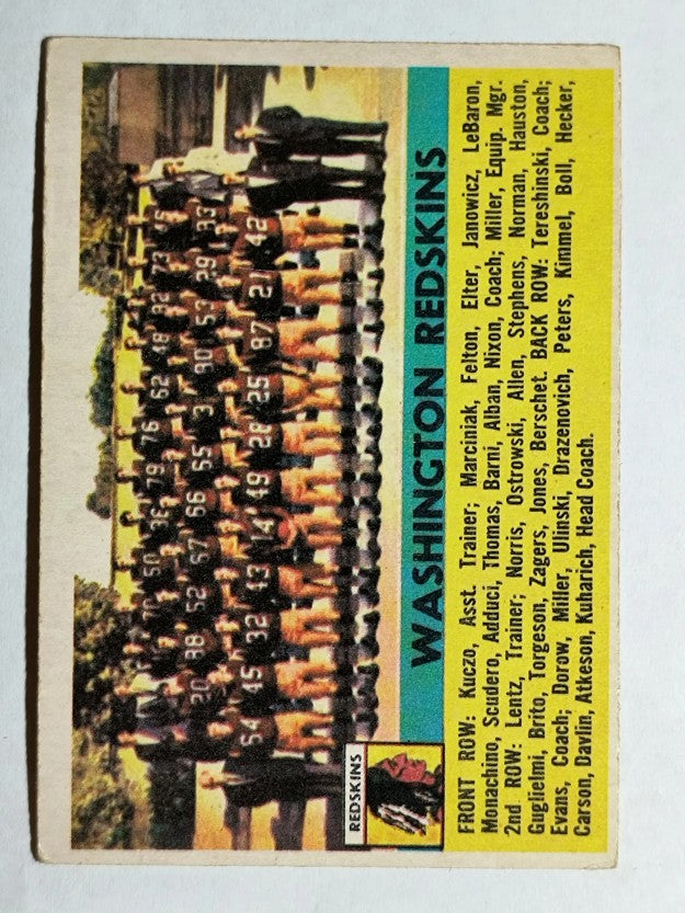 1956 Topps #61 Washington Redskins SP (VG)