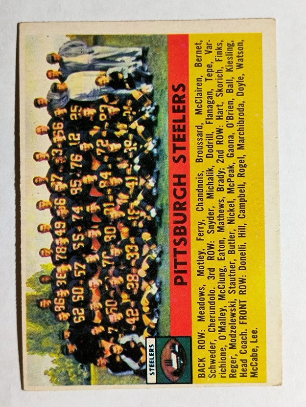 1956 Topps #63 Pittsburgh Steelers (EX)