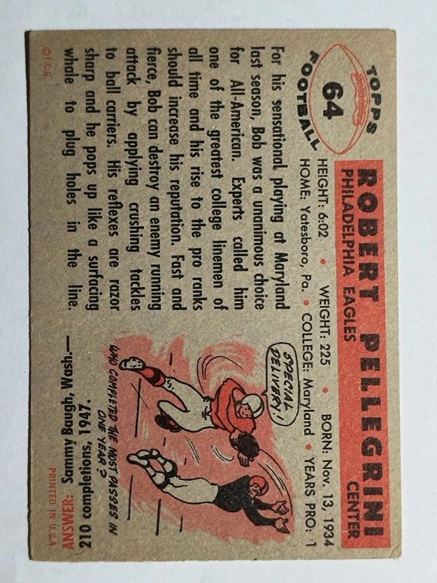 1956 Topps #64 Bob Pellegrini RC (EX)