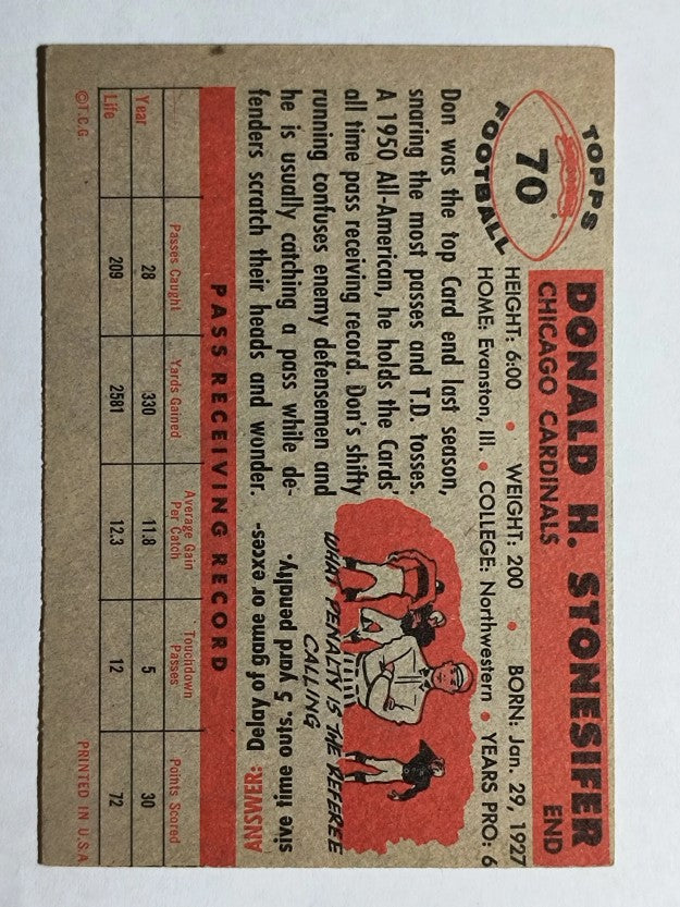 1956 Topps #70 Don Stonesifer SP (EX)