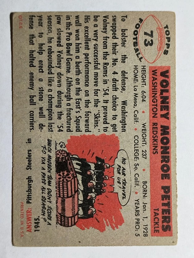 1956 Topps #73 Volney Peters SP (VGEX)