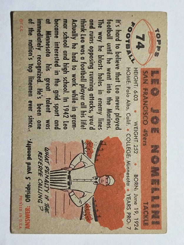 1956 Topps #74 Leo Nomellini (EX)