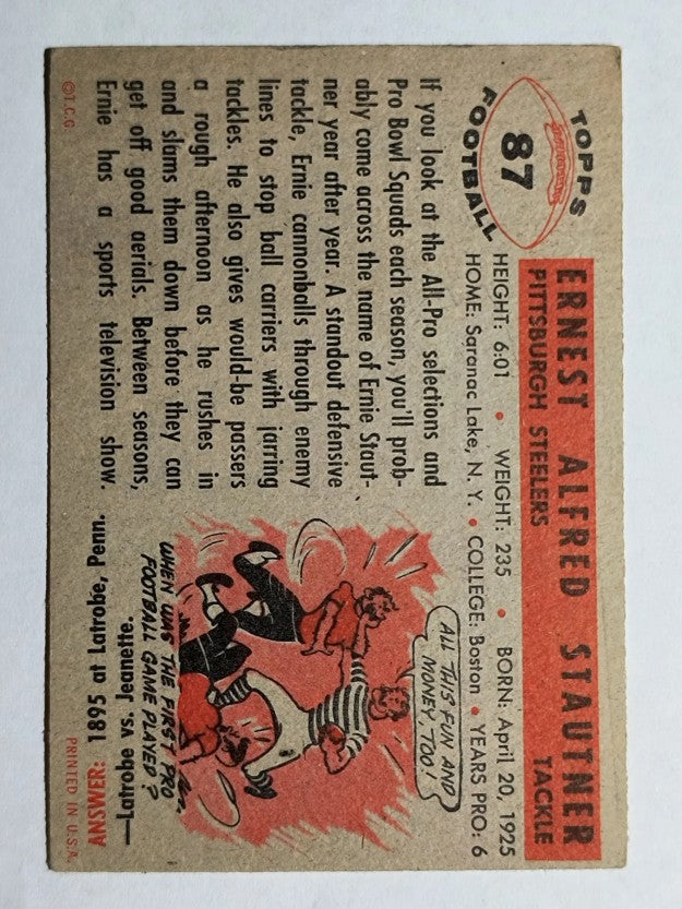 1956 Topps #87 Ernie Stautner (EX)