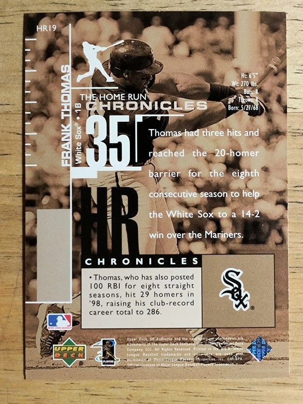 1999 SP Authentic Home Run Chronicles #HR19 Frank Thomas