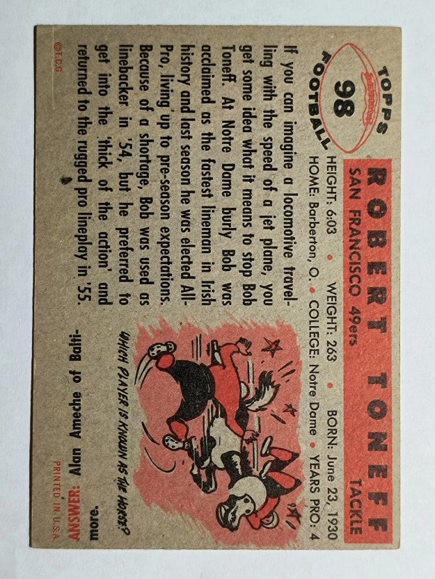 1956 Topps #98 Bob Toneff (VGEX)