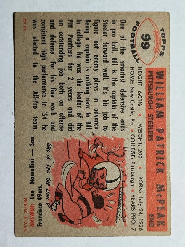 1956 Topps #99 Bill McPeak (EX)