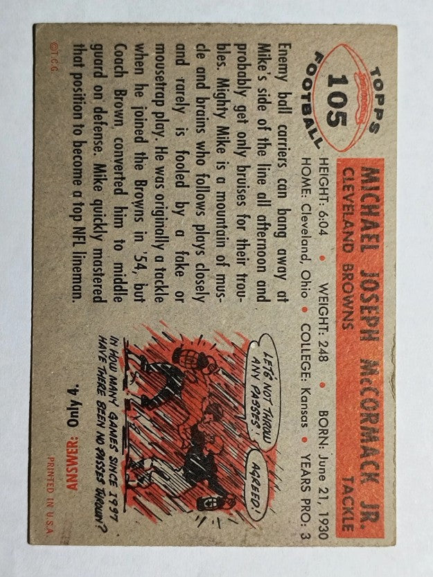 1956 Topps #105 Mike McCormack (EX)