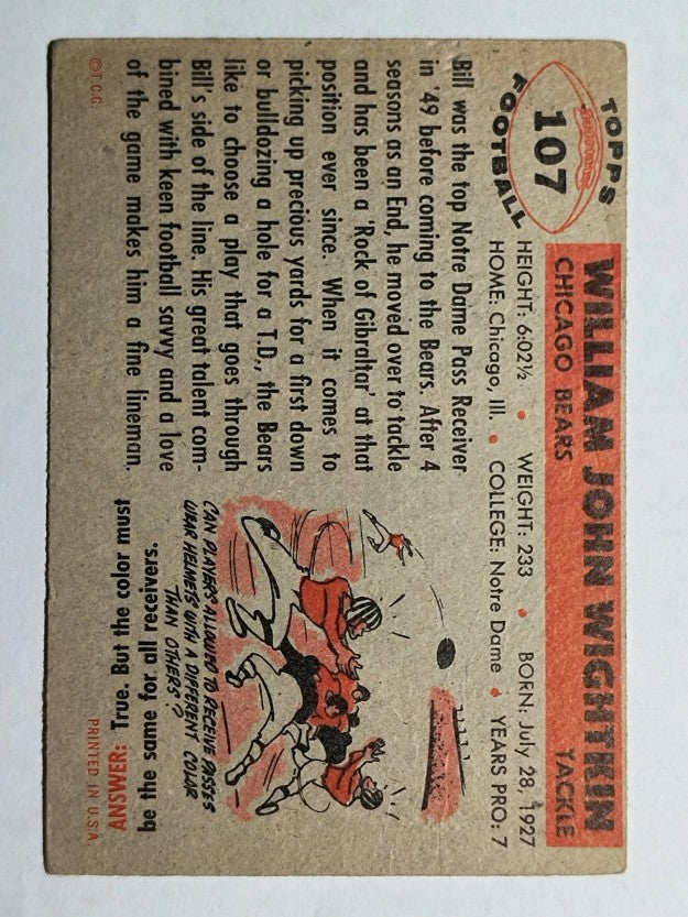 1956 Topps #107 Bill Wightkin (VG)