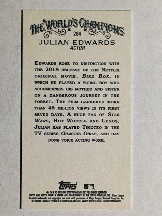 2020 Topps Allen and Ginter Mini Black Border #284 Julian Edwards