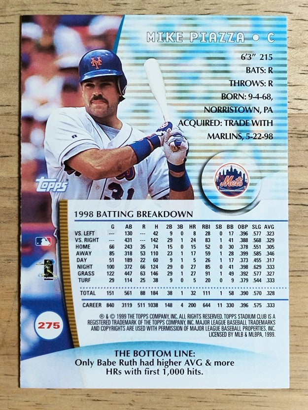 1999 Stadium Club #275 Mike Piazza