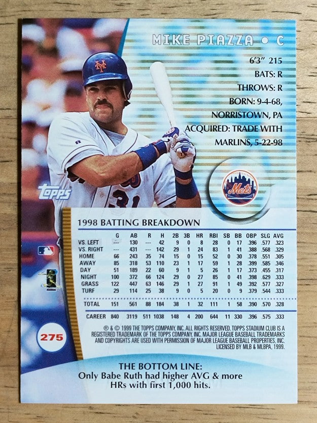 1999 Stadium Club #275 Mike Piazza