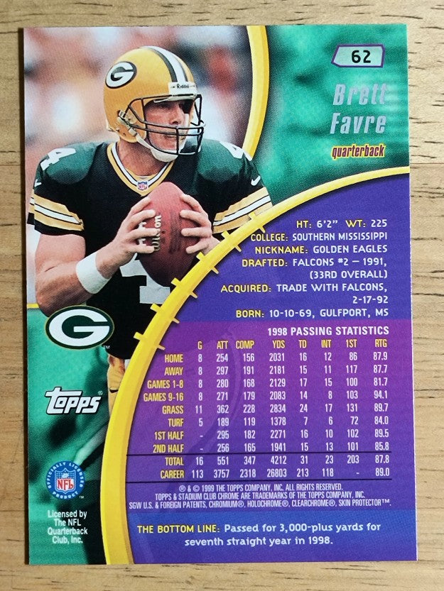 1999 Stadium Club Chrome #62 Brett Favre