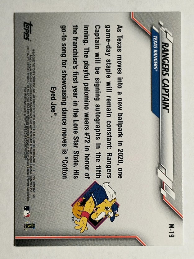 2020 Topps Opening Day Mascots #M19 Rangers Captain
