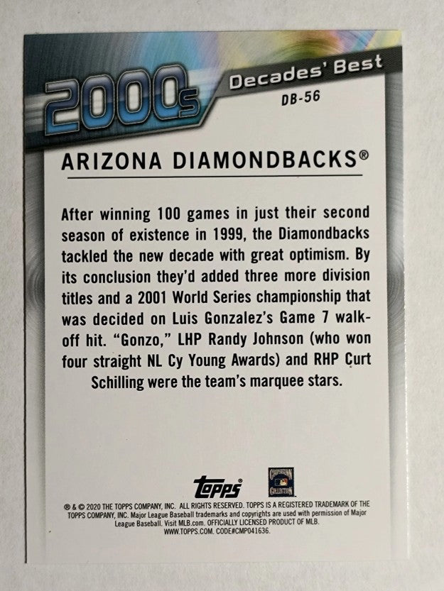 2020 Topps Update Decades' Best #DB56 Arizona Diamondbacks