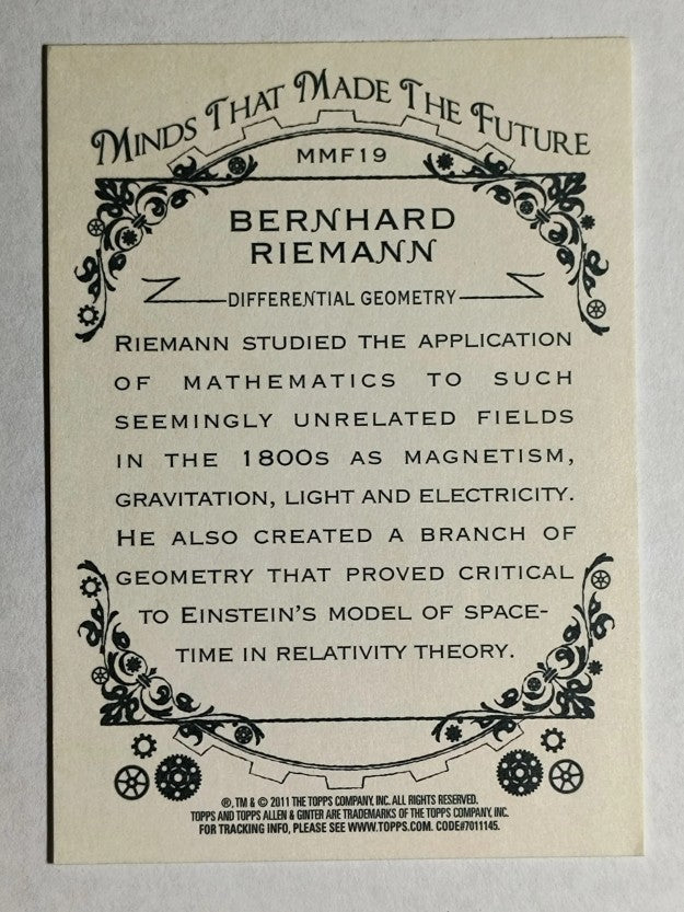 2011 Topps Allen and Ginter Minds that Made the Future #MMF19 Bernhard Riemann