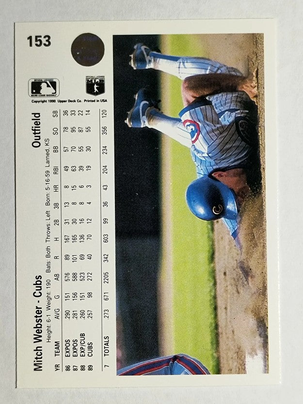 1990 Upper Deck #153 Mitch Webster