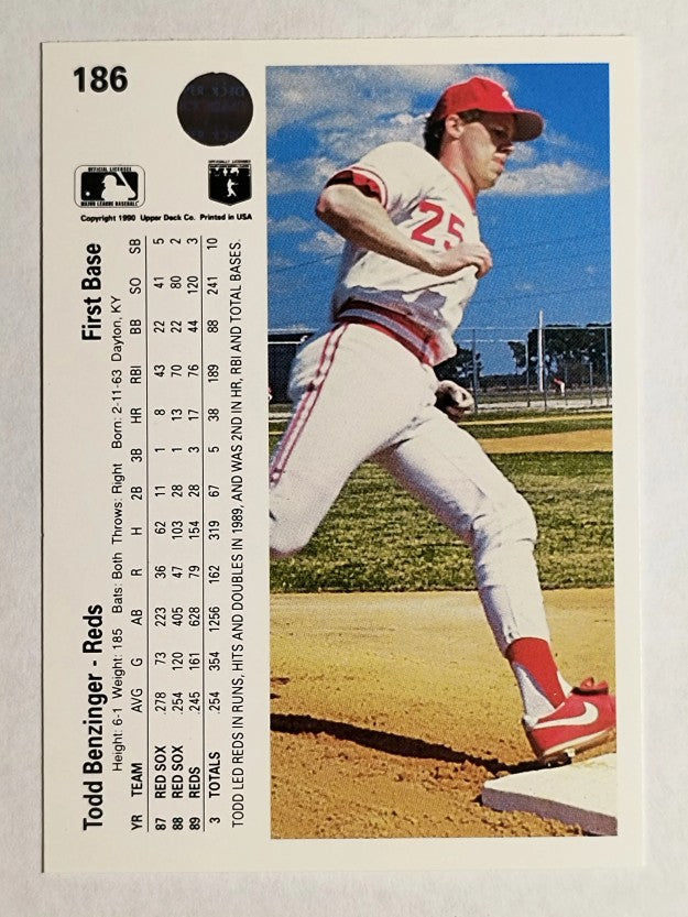 1990 Upper Deck #186 Todd Benzinger