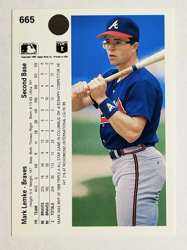 1990 Upper Deck #665 Mark Lemke