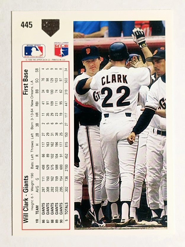 1991 Upper Deck #445 Will Clark