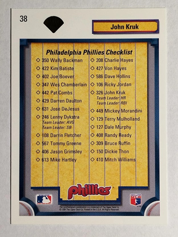 1992 Upper Deck #38 John Kruk TC