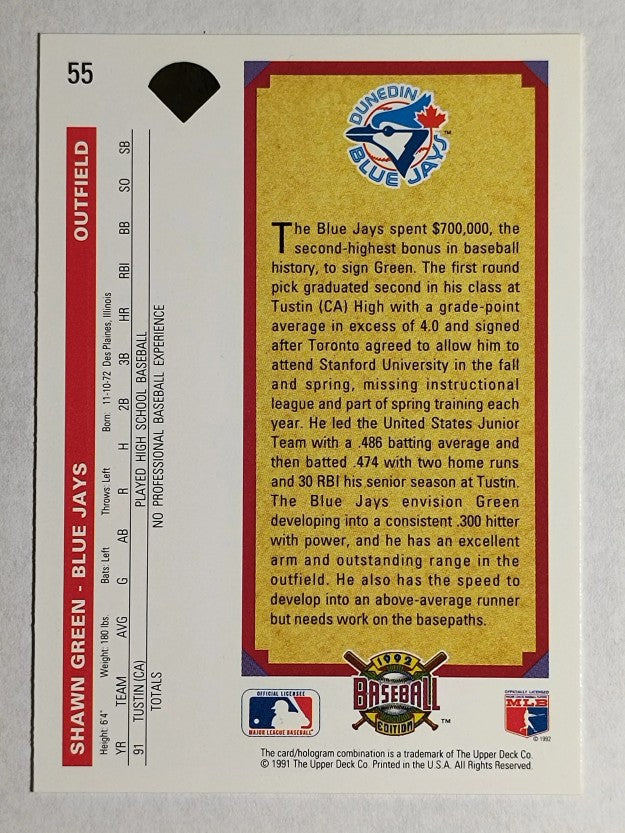 1992 Upper Deck #55 Shawn Green RC