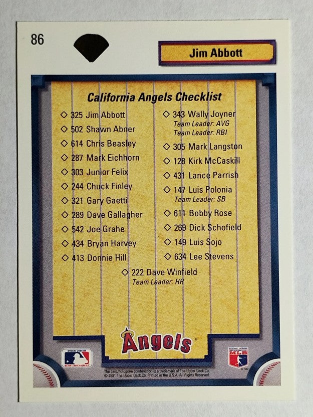 1992 Upper Deck #86 Jim Abbott TC/California Angels