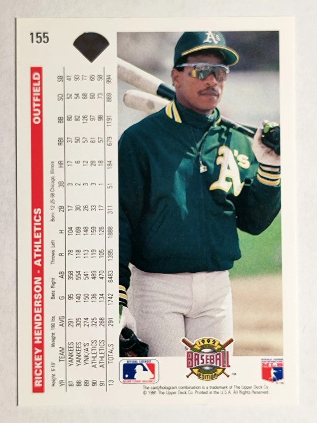 1992 Upper Deck #155 Rickey Henderson