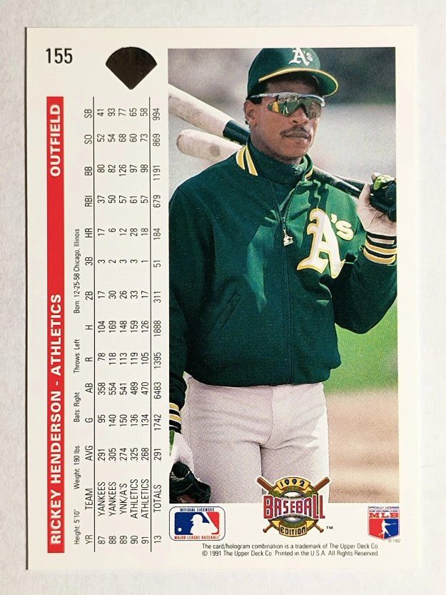 1992 Upper Deck #155 Rickey Henderson