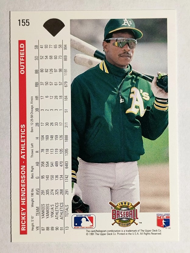 1992 Upper Deck #155 Rickey Henderson