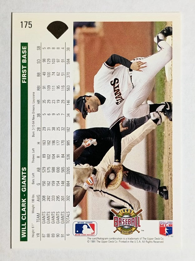 1992 Upper Deck #175 Will Clark