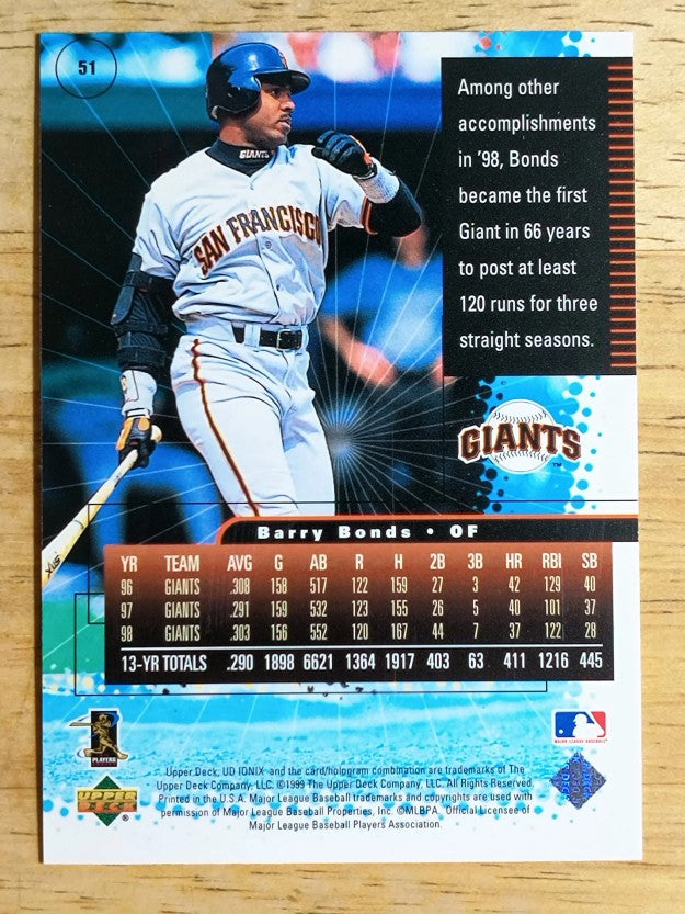 1999 UD Ionix #51 Barry Bonds