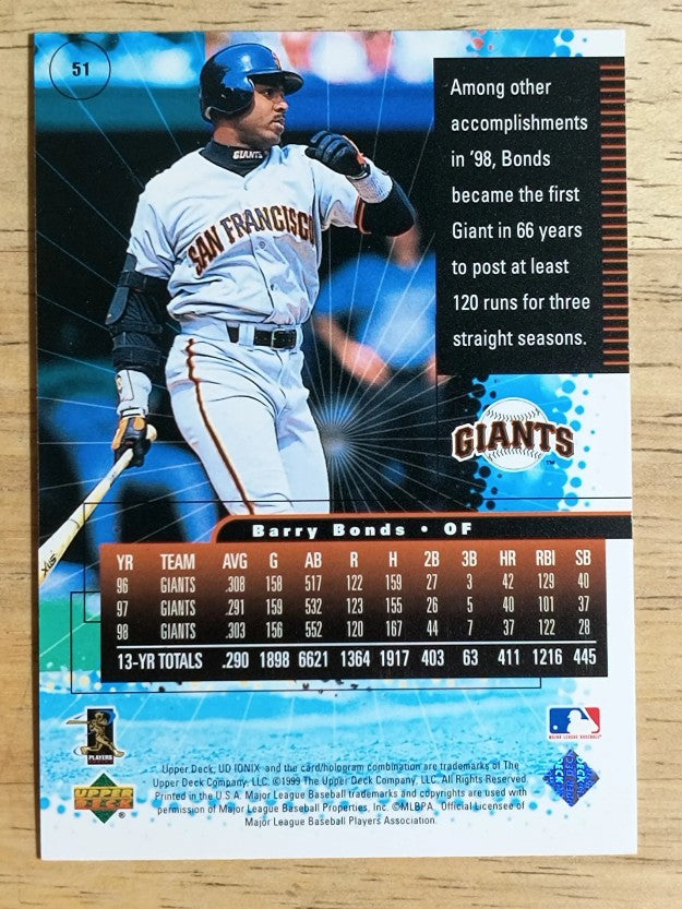 1999 UD Ionix #51 Barry Bonds