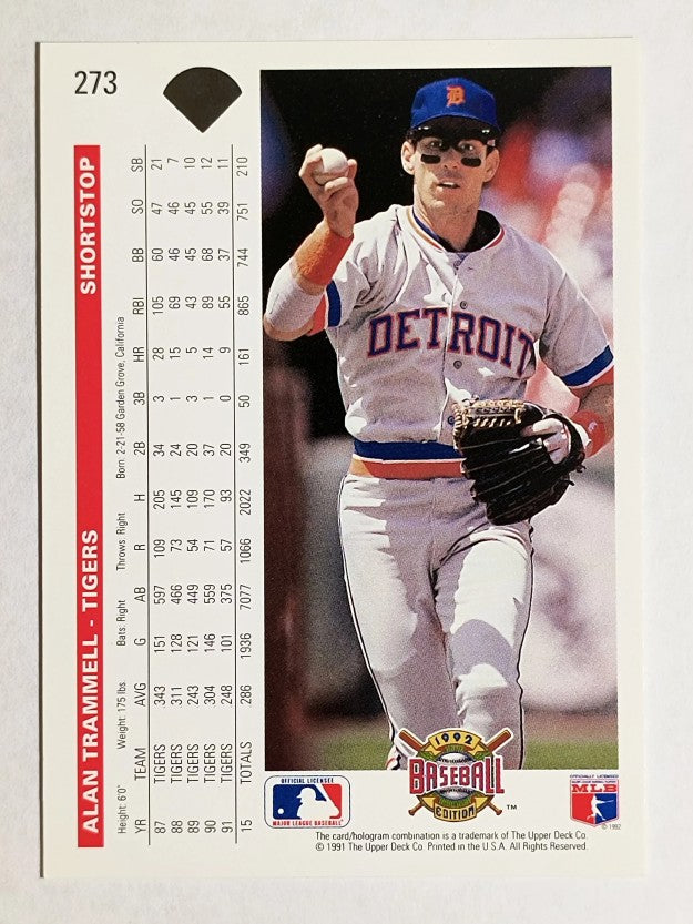 1992 Upper Deck #273 Alan Trammell