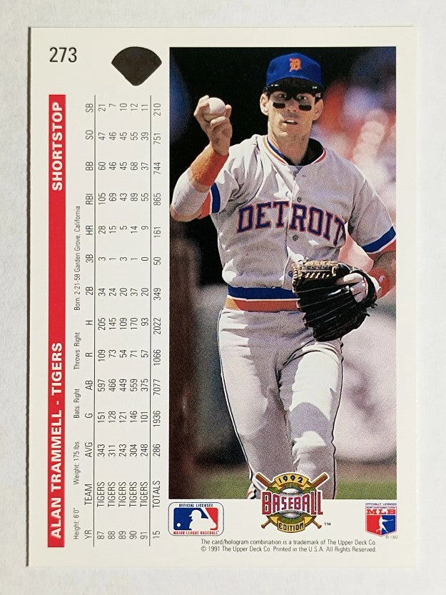 1992 Upper Deck #273 Alan Trammell