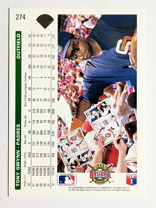 1992 Upper Deck #274 Tony Gwynn