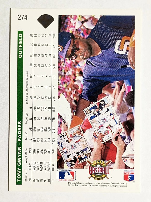 1992 Upper Deck #274 Tony Gwynn