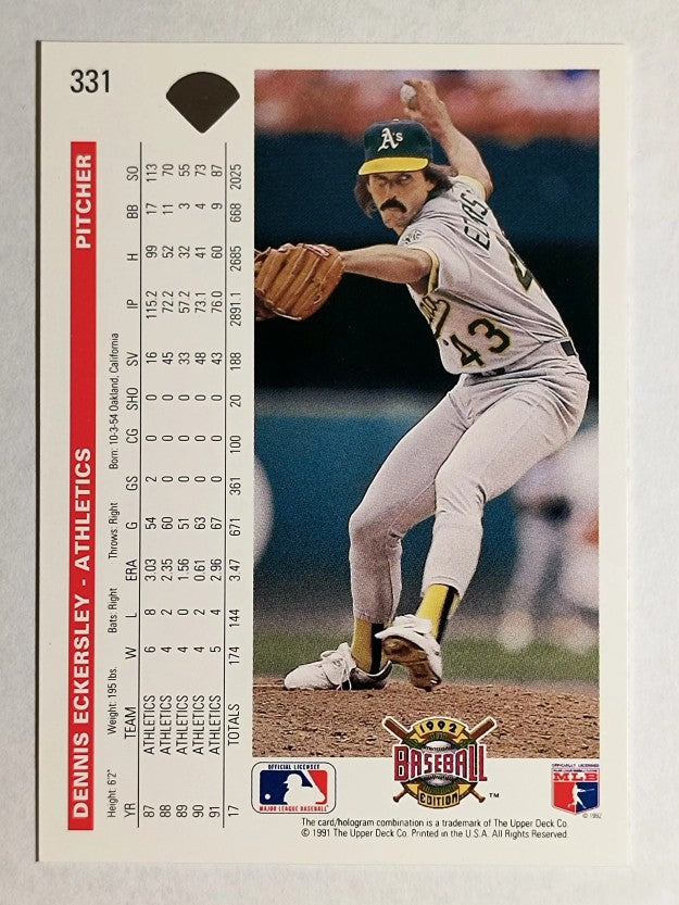 1992 Upper Deck #331 Dennis Eckersley