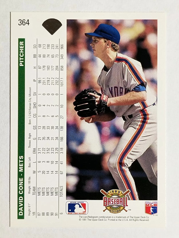 1992 Upper Deck #364 David Cone